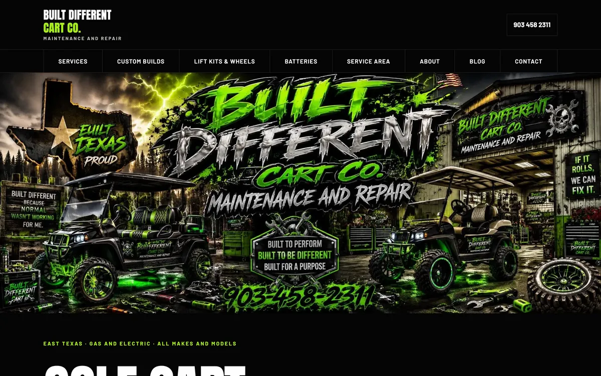 The Built Different Cart Co. website we built