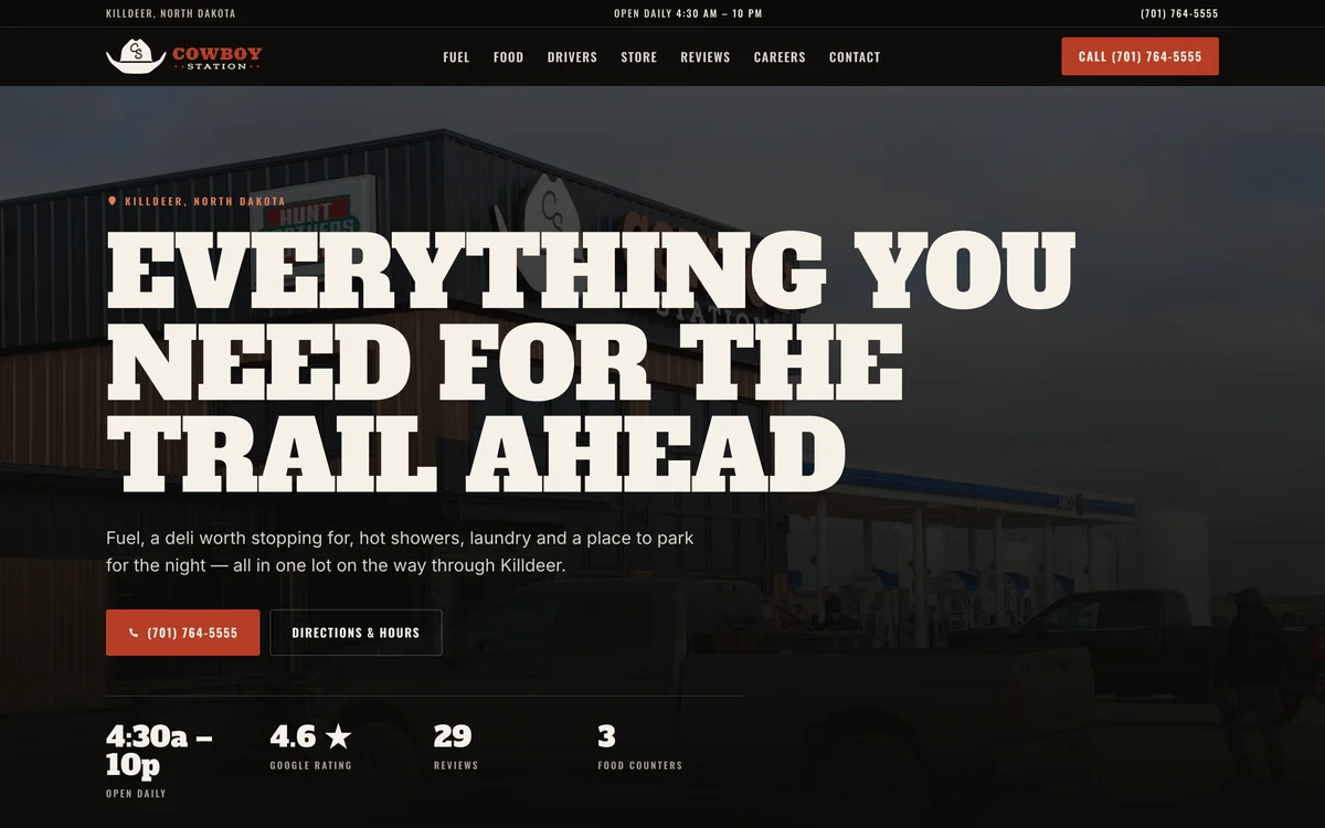 The Cowboy Station website we built