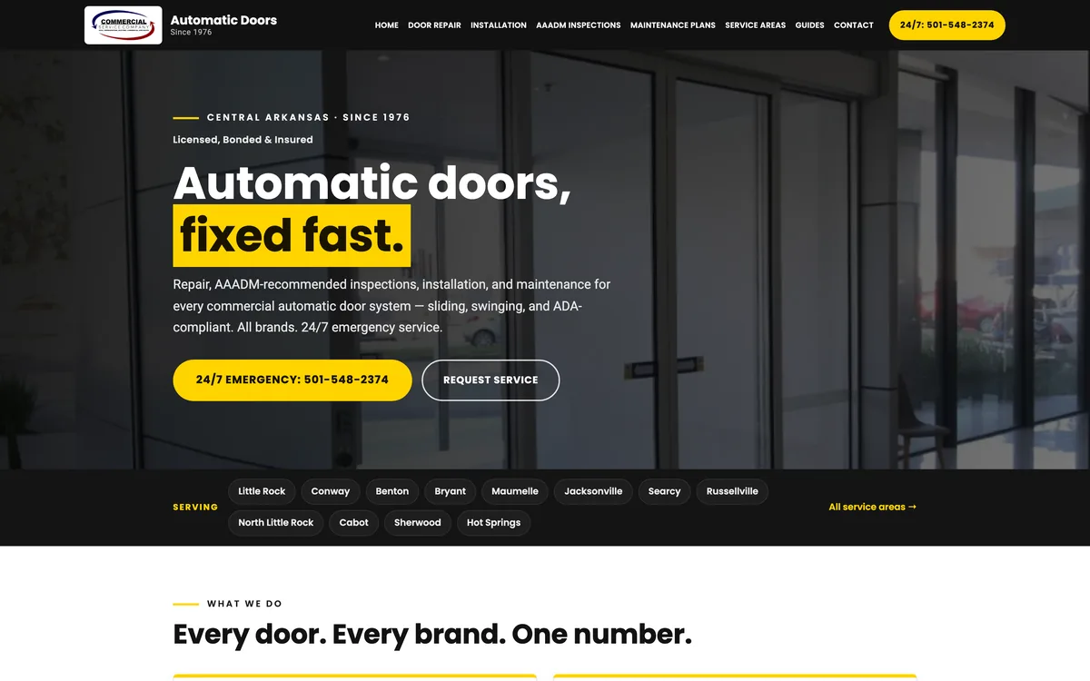 The Arkansas Automatic Door website we built