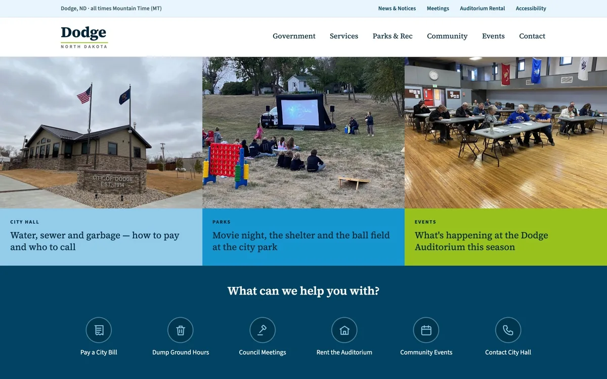 The City of Dodge, ND website we built