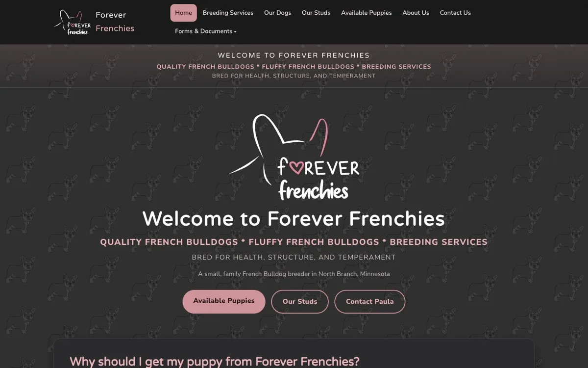 The Forever Frenchies website we built