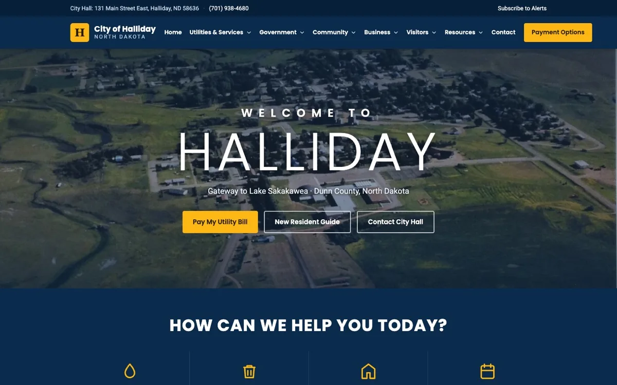 The City of Halliday, ND website we built