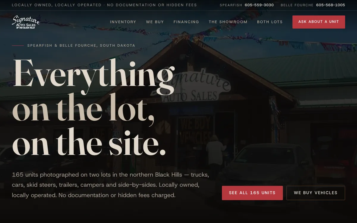 The Signature Auto Sales website we built