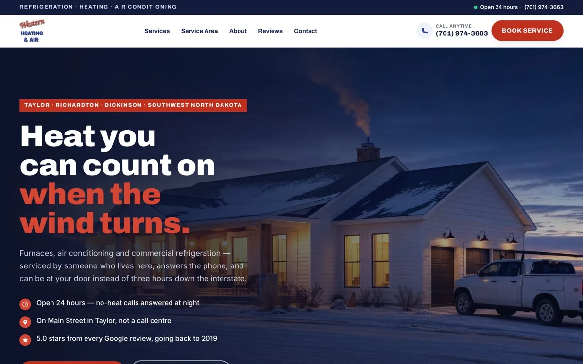 The Western Heating & Air website we built