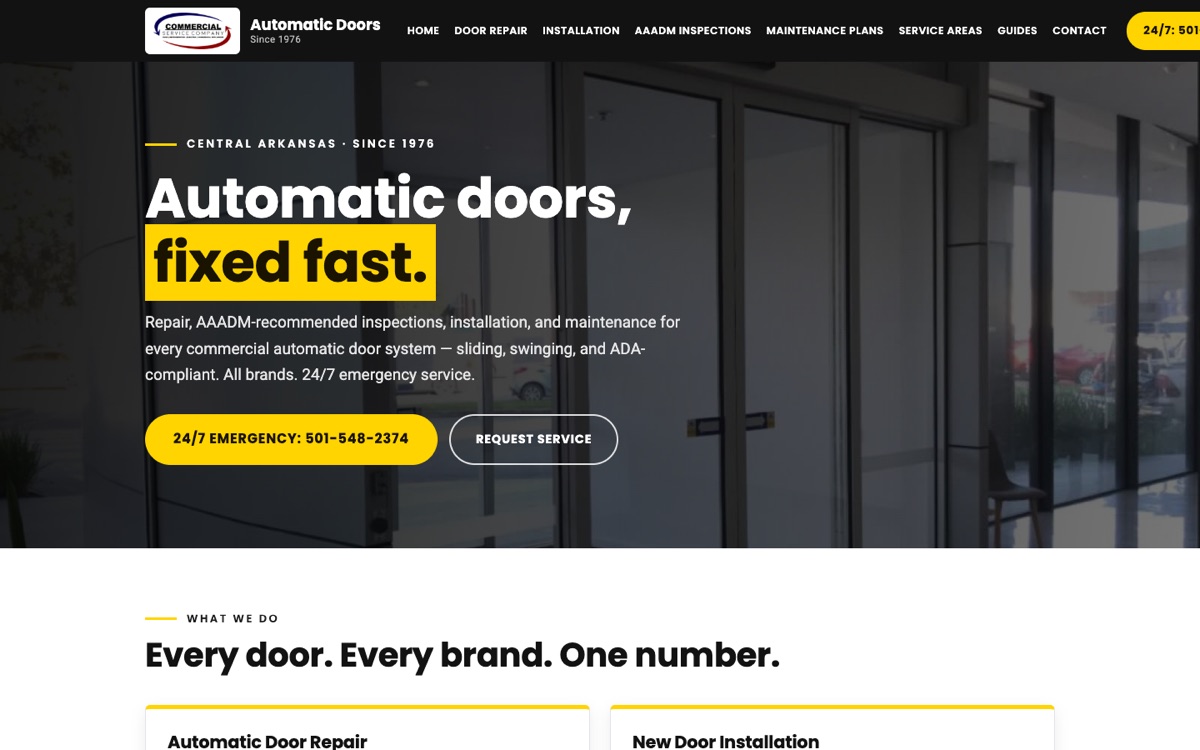 Screenshot of the CSC Automatic Doors website built by PMV Digital