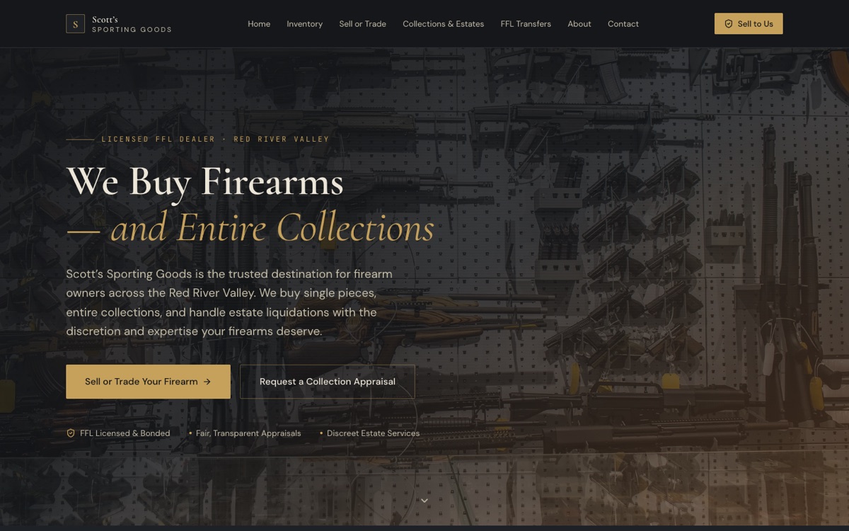 Screenshot of the Scott's Sporting Goods website built by PMV Digital